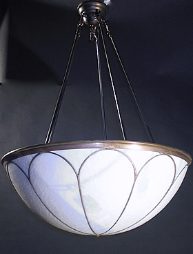 Arts & Crafts Leaded Glass Inverted Dome